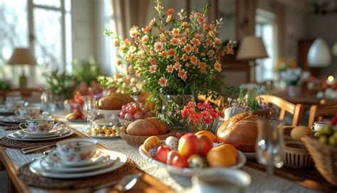 Premium Photo | A 3D Easter feast table setting