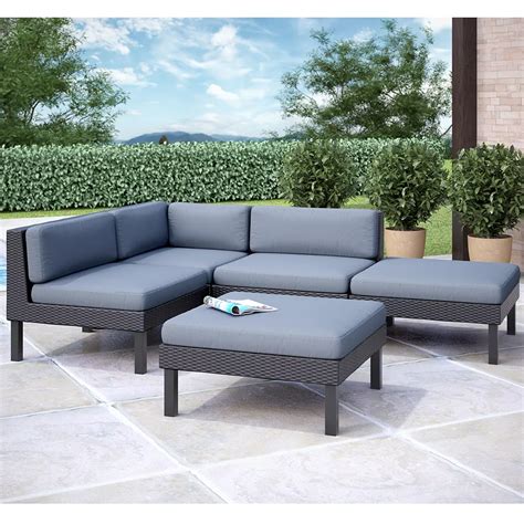 Corliving Oakland 5-Piece Patio Sectional Set with Chaise Lounge | The ...