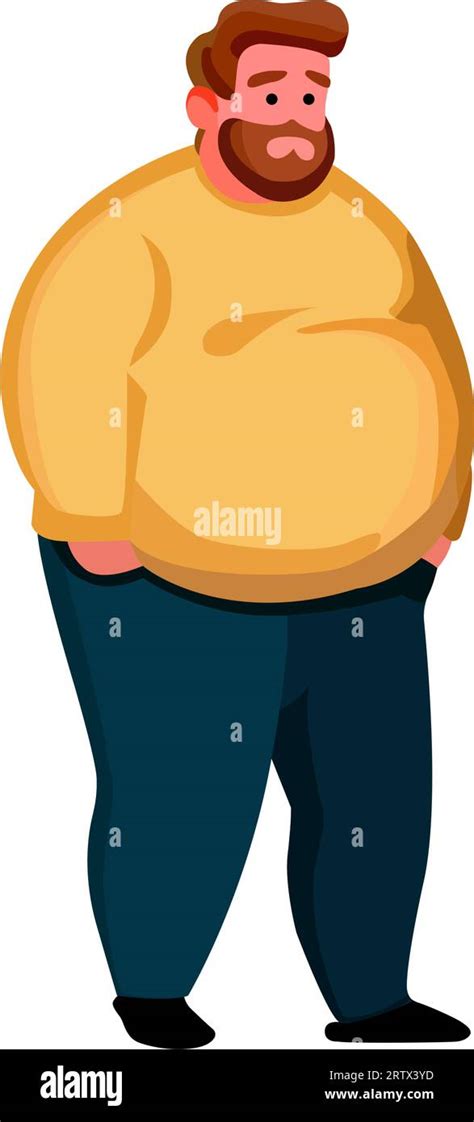 Worried Man with obesity clip art. Vector illustration Stock Vector ...