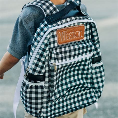 Personalized Backpack, Kids Backpack, Lunch Bag, Matching Backpack, Black Gingham Backpack ...