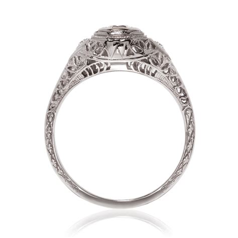 Antique Filigree Engagement Ring - .16ct Old European Cut Diamond Ring