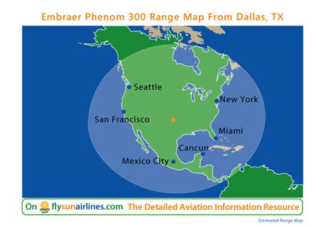 Embraer Phenom 300 Range Map - Maps For You