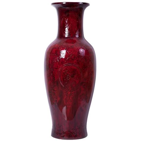 Uniquewise Designer 36 in. Red Ceramic Large Trumpet Floor Vase | Floor ...