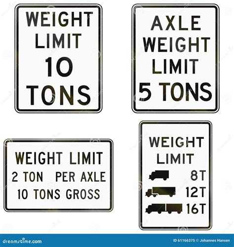 Collection of Weight Limit Signs Used in the USA Stock Illustration ...