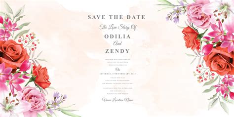 elegant wedding invitation template with beautiful floral design ...