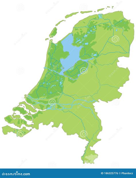 High Detailed Netherlands Physical Map. Stock Vector - Illustration of city, continent: 186325776