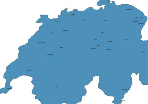 Map of Switzerland With Cities SVG Vector - Cities Map