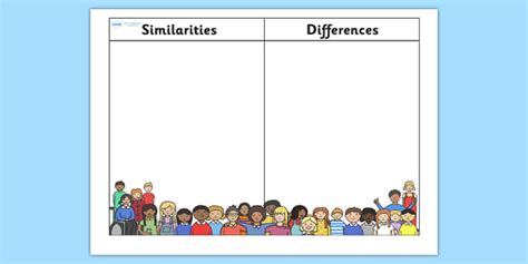 Similarities and Differences Table - similarities, differences