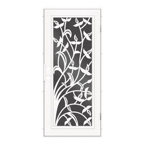 Unique Home Designs 36 in. x 80 in. Yale White Right-Hand Surface Mount Security Door with Black ...