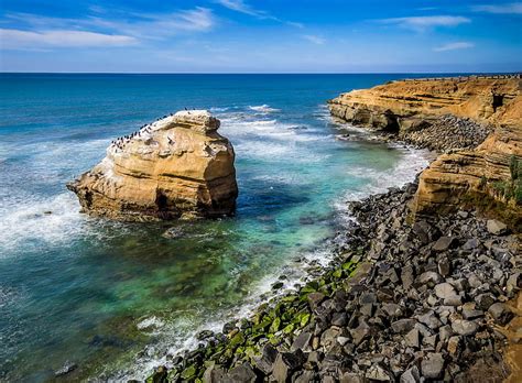 HD wallpaper: cliff with a view of blue ocean under blue sky, Sunset Cliffs | Wallpaper Flare