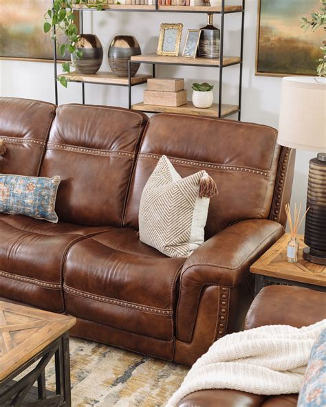 Rubin Leather Power Headrest Sofa | Mathis Home | Leather sofa living room, Reclining sofa ...