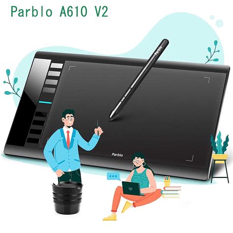 Parblo A610 V2 Digital Drawing Tablet, 10 x 6 inches, 8192 Levels ...