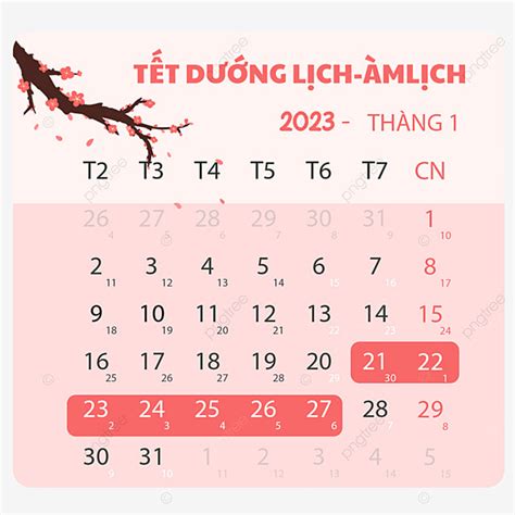 Tet Holiday 2023 Hd Transparent, 2023 Vietnam Tet Holiday Calendar Pink ...