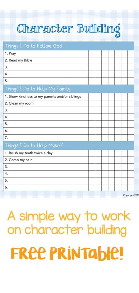 Character Building Chart for Kids (Free Printable) - The Chirping Moms