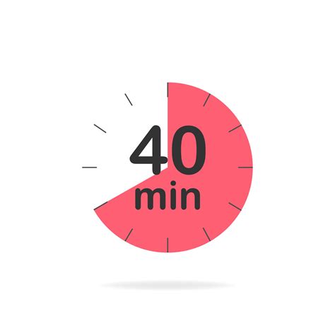 40 minutes timer. Stopwatch symbol in flat style. Editable isolated ...