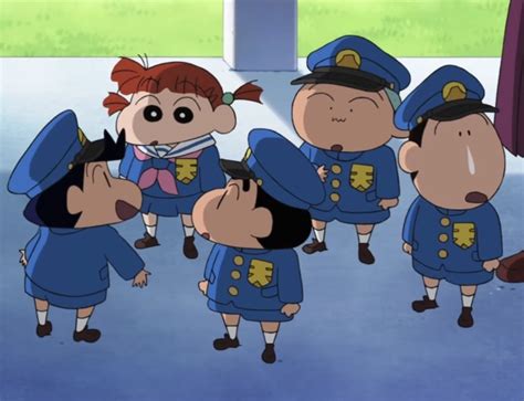 several cartoon characters are standing together in uniform