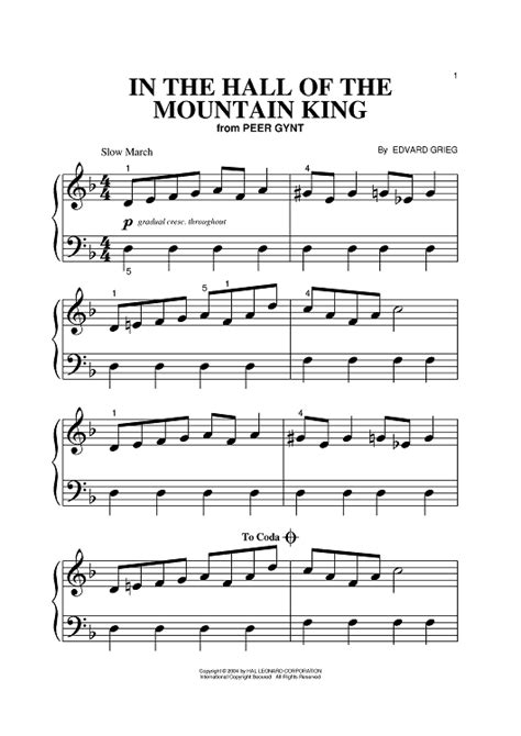 In The Hall Of The Mountain King" Sheet Music by Edvard Grieg for Big Note Piano - Sheet Music Now