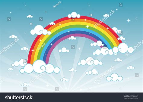 Vector Illustration Cartoon Beautiful Sky Rainbow Stock Vector (Royalty Free) 137444063 ...