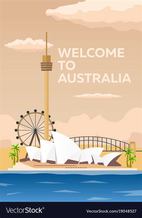 Australia poster welcome to sydney Royalty Free Vector Image