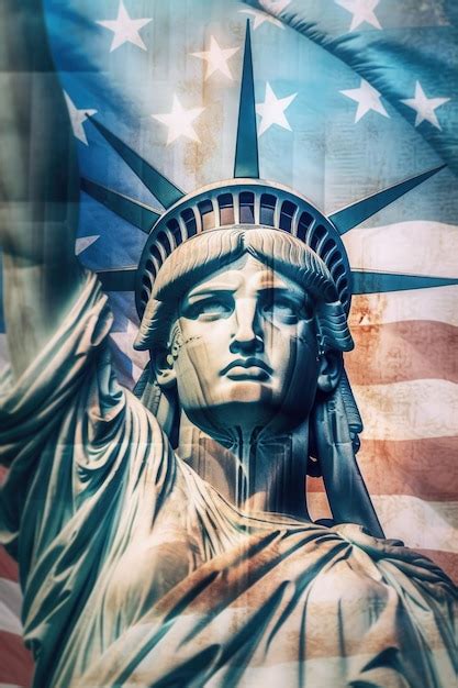 Premium AI Image | Statue of liberty with the american flag in the background