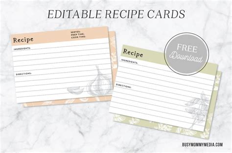 Free Fillable Printable Recipe Cards - FREE PRINTABLE TEMPLATES