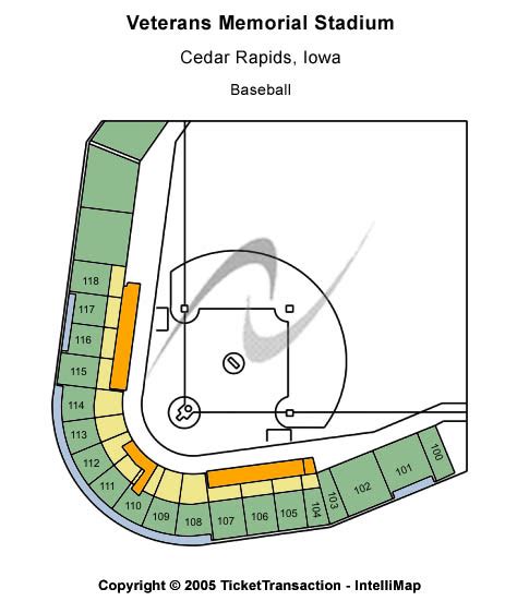 Veterans Memorial Stadium - Cedar Rapids Seating Chart & Seat Map