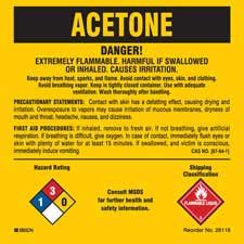 Acetone Labels - Hazard Rating & Shipping Classification Labels | BRADY