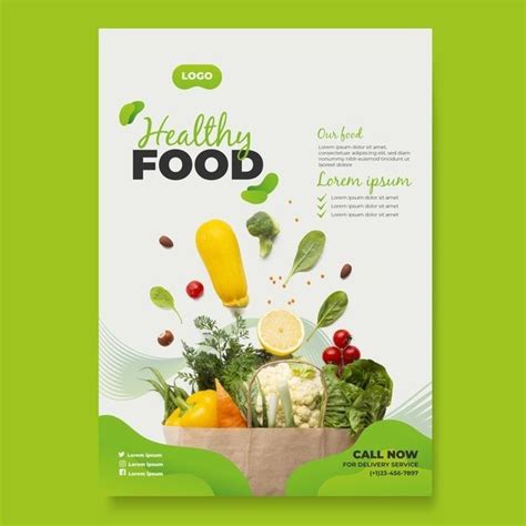 Premium Vector | Healthy food poster template | Food poster, Food poster design, Healthy recipes