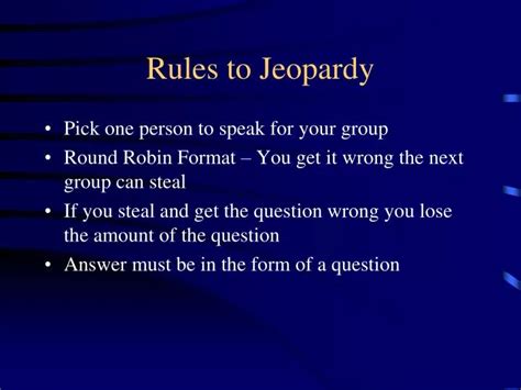 PPT - Rules to Jeopardy PowerPoint Presentation, free download - ID:2730664