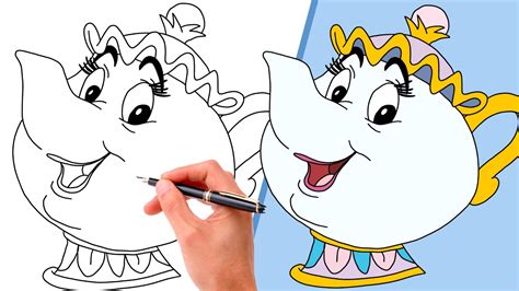 How To Draw MRS. POTTS FROM BEAUTY AND THE BEAST | SUPER EASY DISNEY DRAWING - YouTube