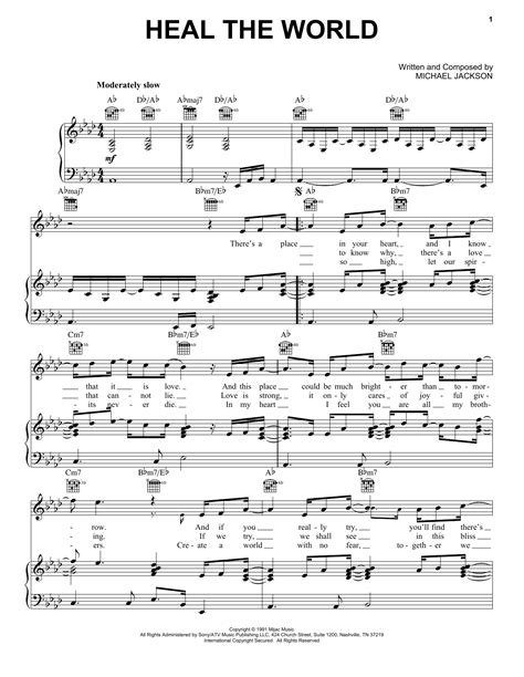 Michael Jackson "Heal The World" Sheet Music & Chords | Download 4-Page ...