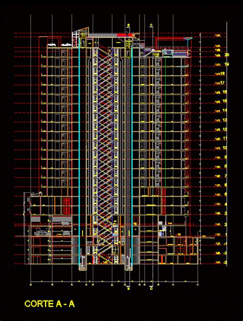 Planos de Cortes completo de edificio en altura en DWG AUTOCAD ...