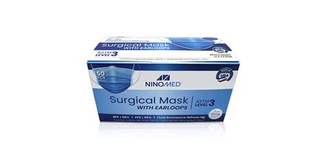 ASTM Level 3 Earloop Surgical Masks, Made in USA, Box of 50 - NinoMed