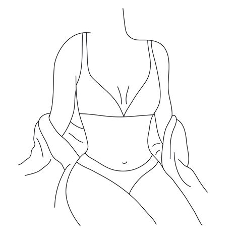 Vector beautiful women body illustration. Minimalist linear female figure. Abstract lingerie ...