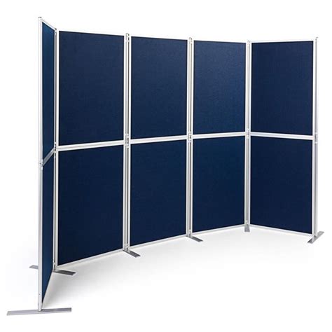 Displays2go 10-Panel Folding Display Board, 129 x 71 Hook & Loop Receptive Fabric - Blue ...