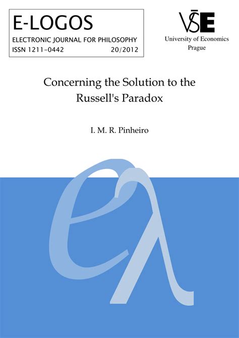 (PDF) Concerning the Solution to the Russell's Paradox