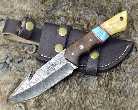 10 CUSTOM DAMASCUS GUT Hook Knife Hunting Fishing | Etsy