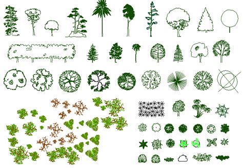 Mix tree and plant blocks design details dwg file - Cadbull