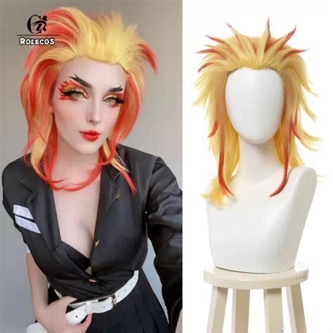 FOR DEMON SLAYER Kimetsu no Yaiba Rengoku Kyoujurou Cosplay Wig Halloween Hair $25.59 - PicClick