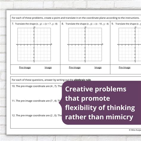 Geometric Translations Worksheet - Miss Kuiper's Classroom