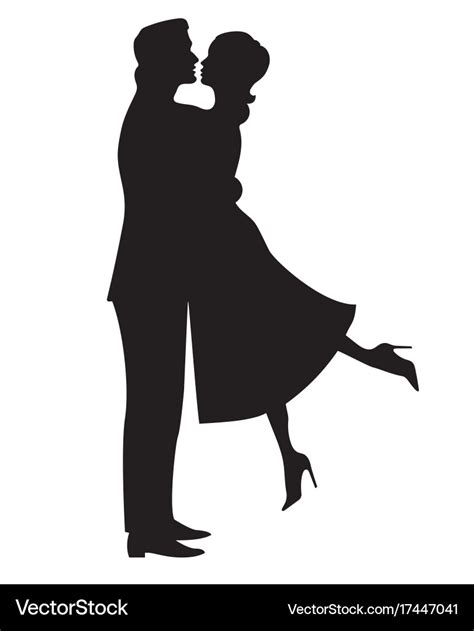 Silhouette of a couple in love Royalty Free Vector Image