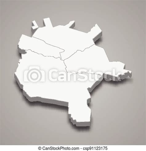 3d isometric map of nur-sultan oblast is a region of kazakhstan, vector illustration. | CanStock