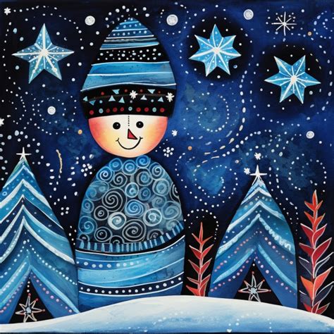 Christmas Snowman Whimsical Art Free Stock Photo - Public Domain Pictures