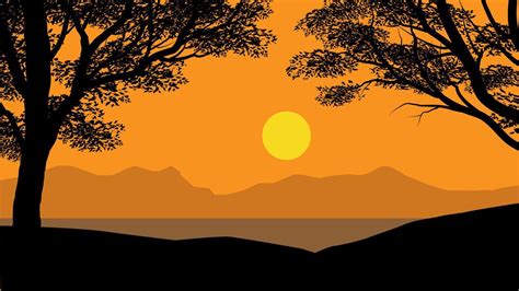 Forest Sunset with Tree Silhouette 3642076 Vector Art at Vecteezy