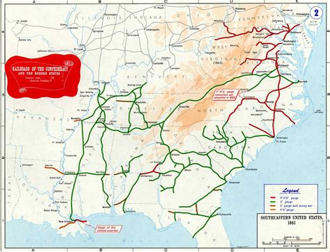 Confederate States of America Civil War Railroad Map