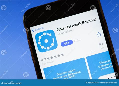 Moscow, Russia - 1 June 2020: Fing Network Scanner App Mobile Logo Close-up on Screen Display ...