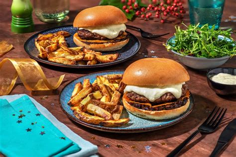 Cheesemas Beef Burger and Truffle Chips Recipe | HelloFresh