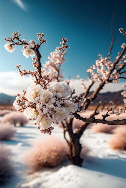 Premium Photo | Cherry blossoms in hokkaido in the wintertime