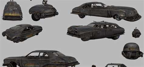 Fallout 3D Model Civilian Car Concept Art, black | Stable Diffusion