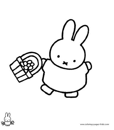 Miffy color page - Free cartoon coloring book pages for kids